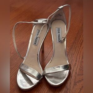 Steve Madden Metallic Silver Strappy Heels